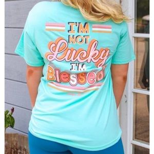 Jadelynn Brooke NWT I’m Not Lucky I’m Blessed Pocket Tee Size Small